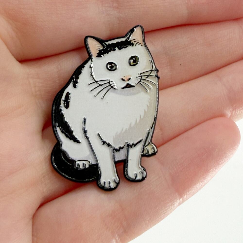 Huh Meme Cat Enamel Pin Cute Kawaii Kitty Black Tail Cat Lover Soft Enamel